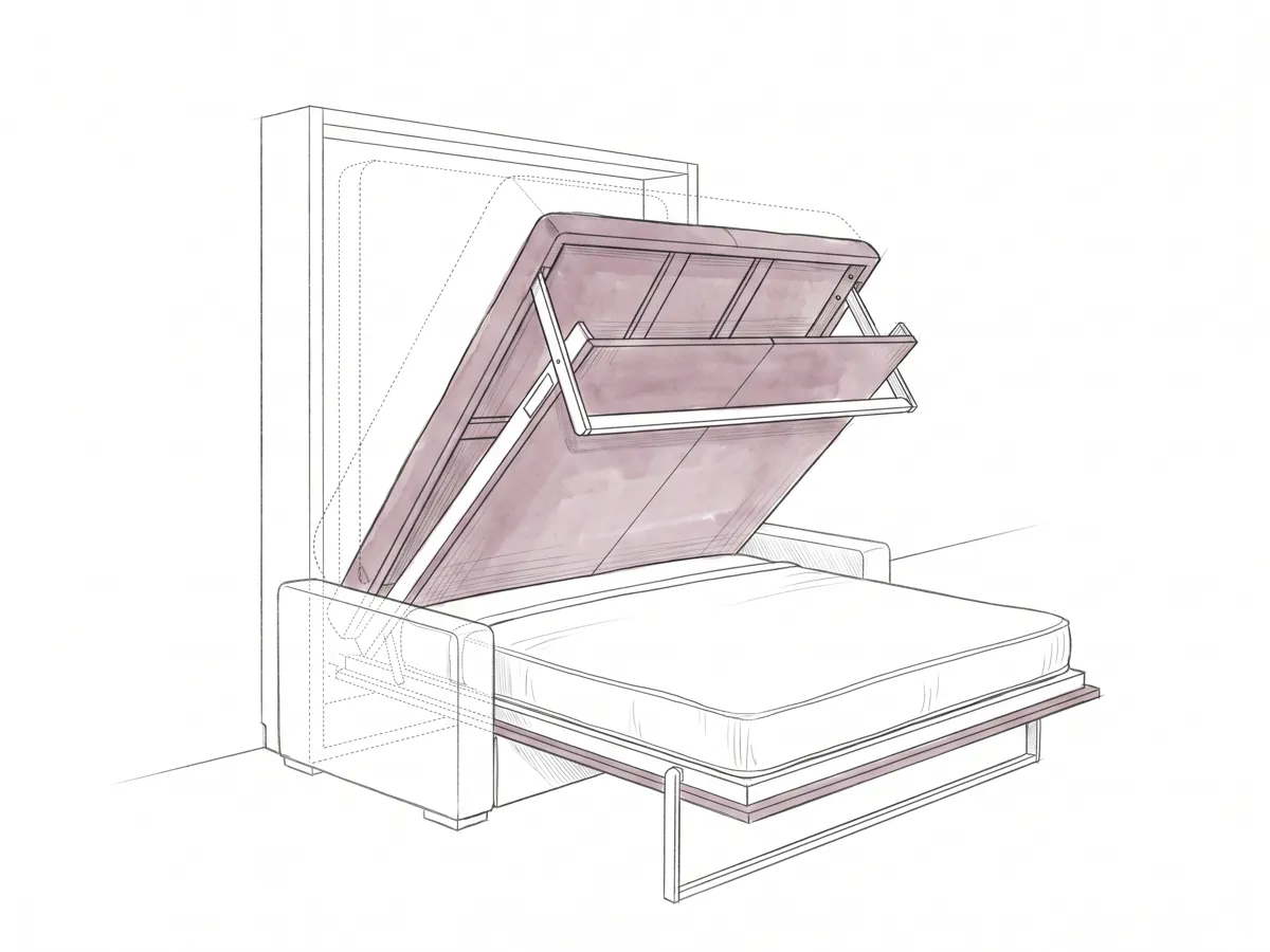 Sofá cama abatible: el respaldo baja como una cama abatible y deja una cama con colchón normal
